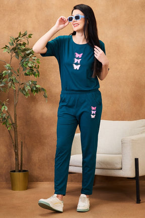 AV2 Women Solid Top & Pajama Coord set Teal - 2564B