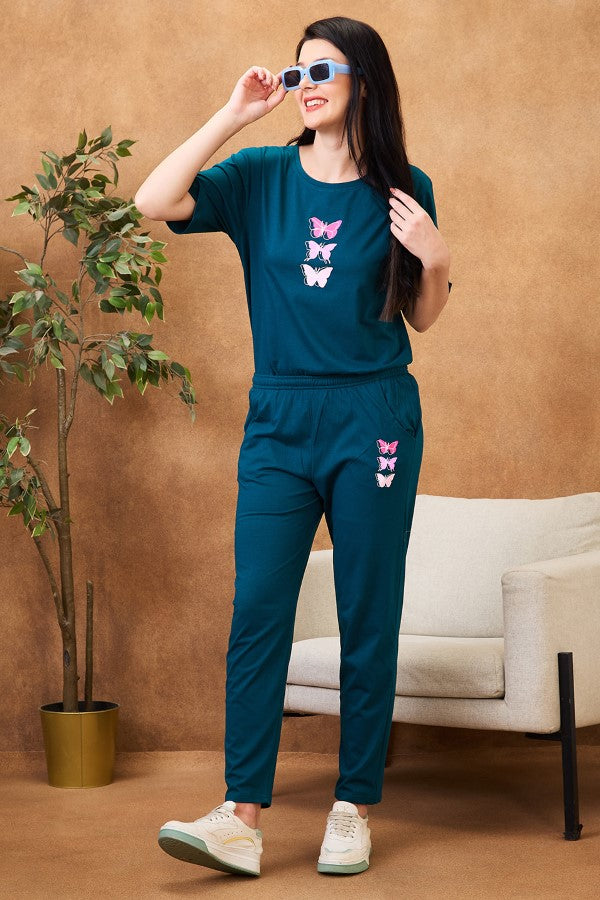 AV2 Women Solid Top & Pajama Coord set Teal - 2564B