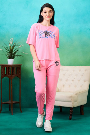 AV2 Women Solid Top & Pajama Coord set Pink - 2574B