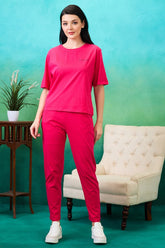 AV2 Women Solid Top & Pajama Coord set Pink - 2576A