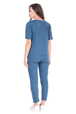 AV2 Women Solid Top & Pajama Coord set Blue - 2597B