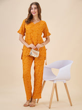 AV2 Women Rayon Printed Tunic Top & Bottom Co-ord set Mustard - 2602A
