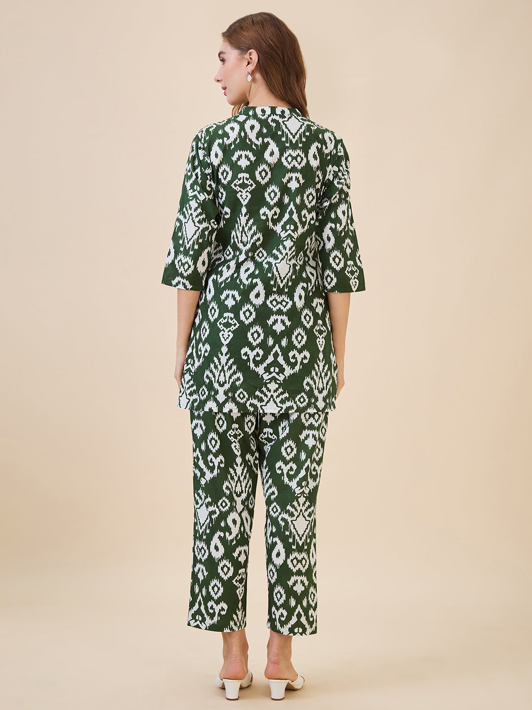 AV2 Women Cotton Printed Tunic & Bottom Coord set Green - 2616A