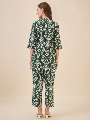 AV2 Women Cotton Printed Tunic & Bottom Coord set Green - 2616A