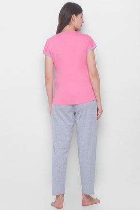AV2 Women Cotton Graphic Feeding/Nursing/Maternity Top & Pyjama Set Pink - 2688G