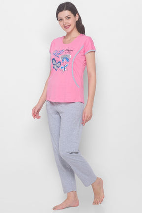 AV2 Women Cotton Graphic Feeding/Nursing/Maternity Top & Pyjama Set Pink - 2688G