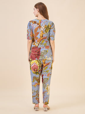 AV2 Women Cotton Printed Tunic & Bottom Coord set Grey - 2809A