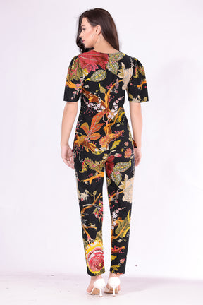 AV2 Women Cotton Printed Tunic & Bottom Coord set Black - 2809C