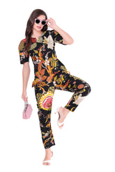 AV2 Women Cotton Printed Tunic & Bottom Coord set Black - 2809C