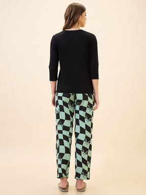 AV2 Women's Cotton Printed Round Neck Short Sleeve Nightsuit Set | Pajama Set | Casual Night Dress for Women Green - 2844A