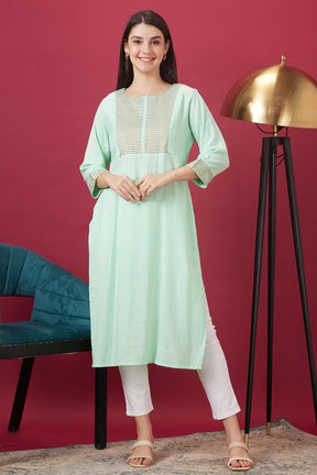 AV2 Women's Rayon Slub Maternity Kurti Mint Green - 5113B