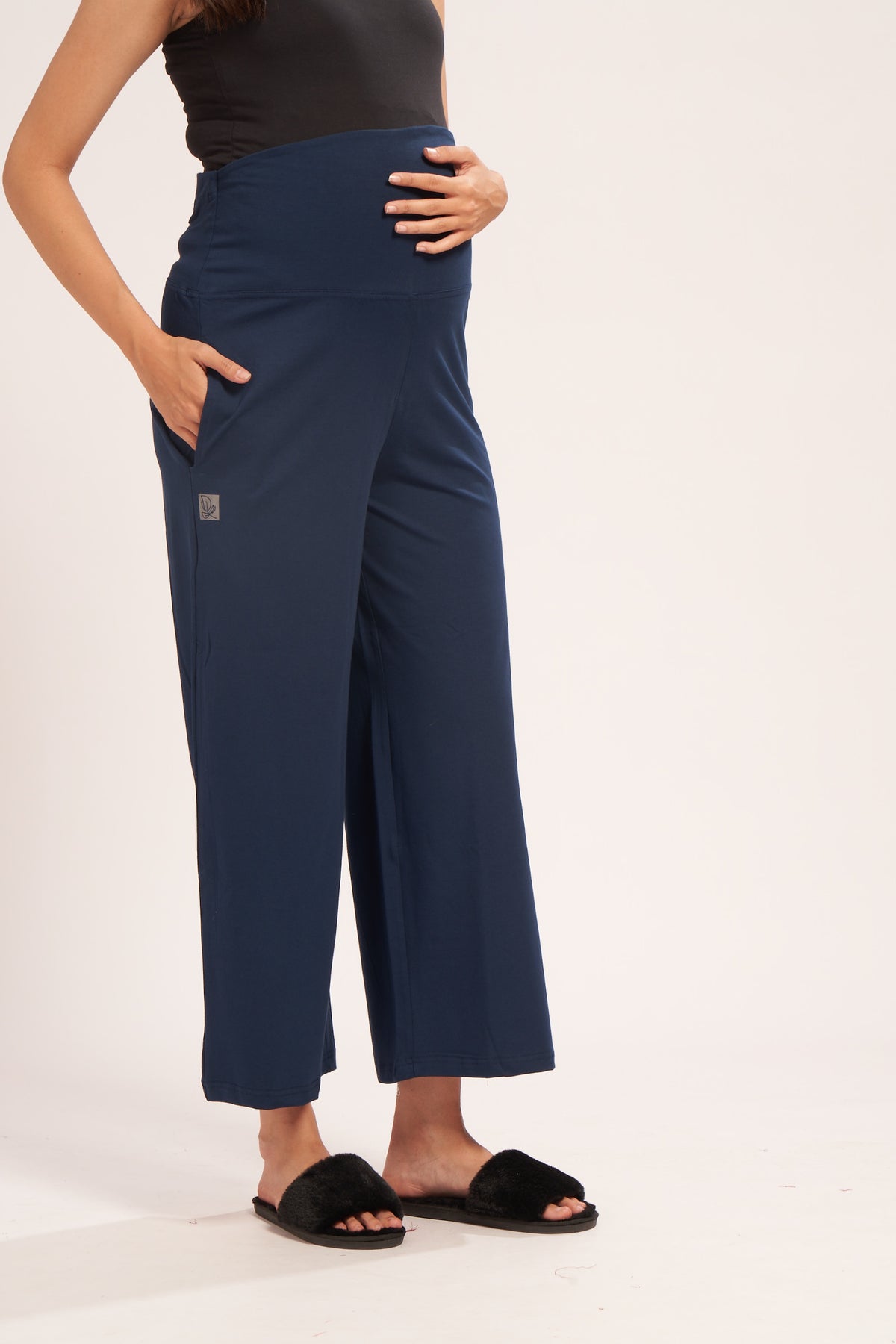 AV2 Women's Cotton Lycra Stretchable Relaxed Fit Maternity Pants | Maternity Yoga Pants | Maternity Trousers Navy Small - 5556B