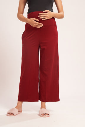 AV2 Women's Cotton Lycra Stretchable Relaxed Fit Maternity Pants | Maternity Yoga Pants | Maternity Trousers Maroon Small - 5556C