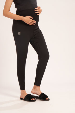 AV2 Women's Cotton Lycra Stretchable Maternity Leggings for Pregnant Women | Maternity Ethnic Leggings For Kurtas & Kurtis | Maternity Trousers Black Small - 5557A