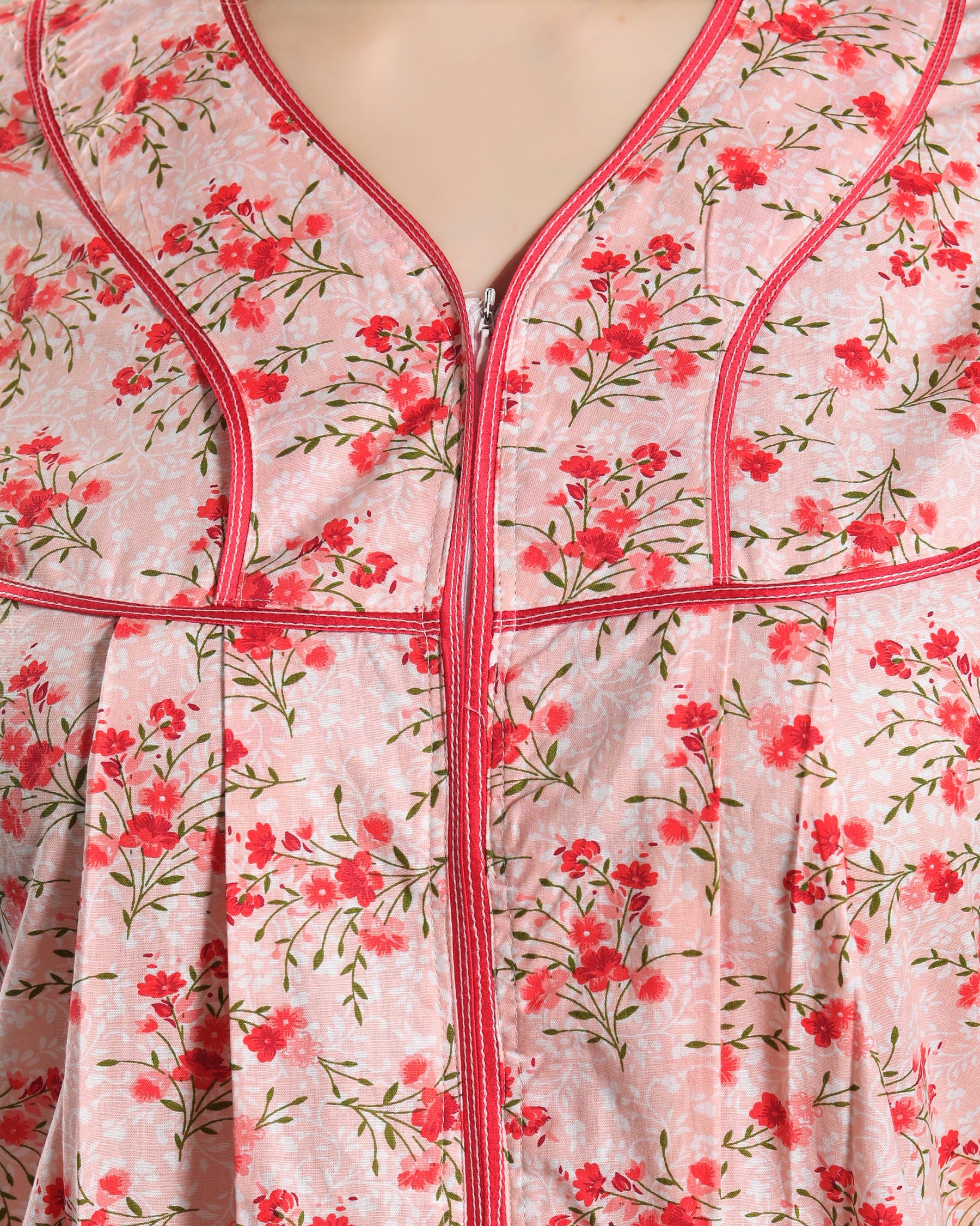 AV2 Women Printed Cotton Nightwear Nighty Maxi Peach - 7118B