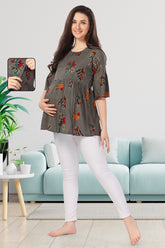 AV2 Printed Women Maternity Feeding Top Grey - 8066D