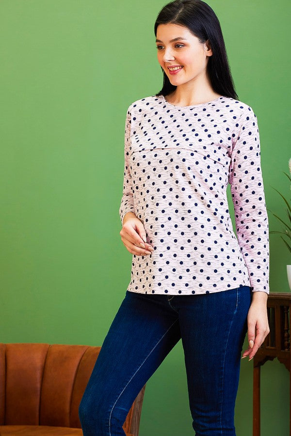 AV2 Printed Women Maternity Feeding Tunic Top Pink - 8067A