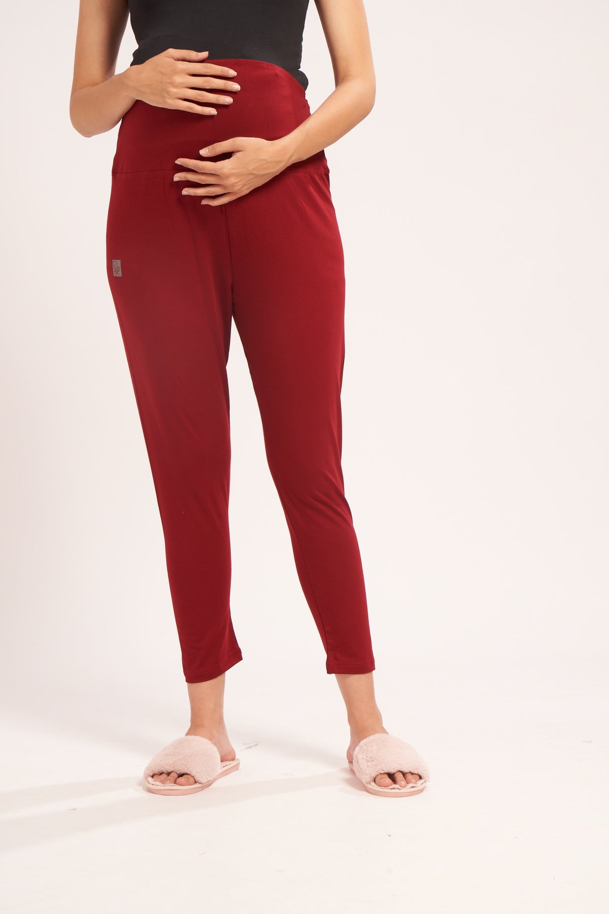 AV2 Women's Cotton Lycra Stretchable Maternity Leggings for Pregnant Women | Maternity Ethnic Leggings For Kurtas & Kurtis | Maternity Trousers Maroon Small - 5557C