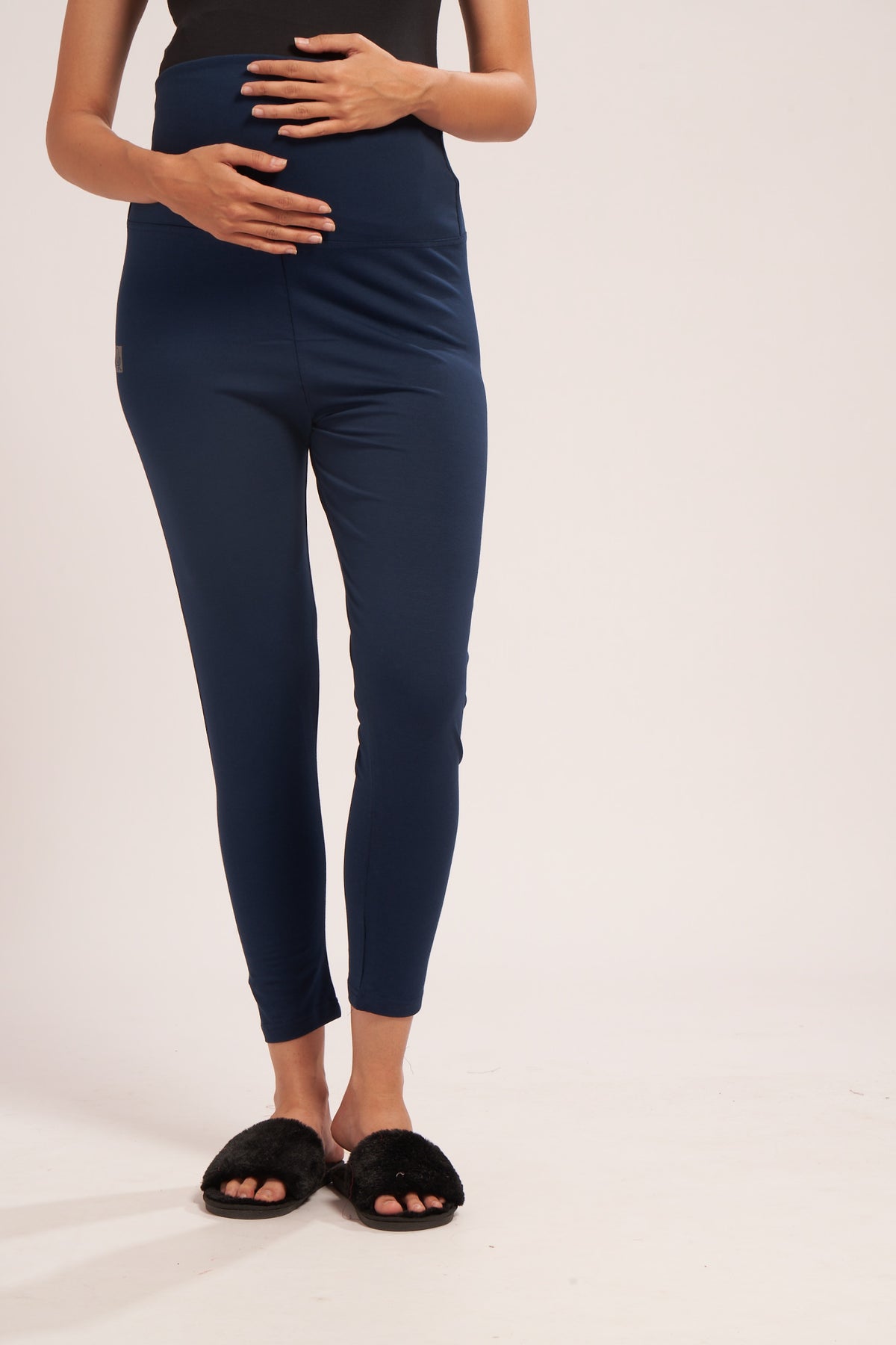 AV2 Women's Cotton Lycra Stretchable Maternity Leggings for Pregnant Women | Maternity Ethnic Leggings For Kurtas & Kurtis | Maternity Trousers Navy Small - 5557B