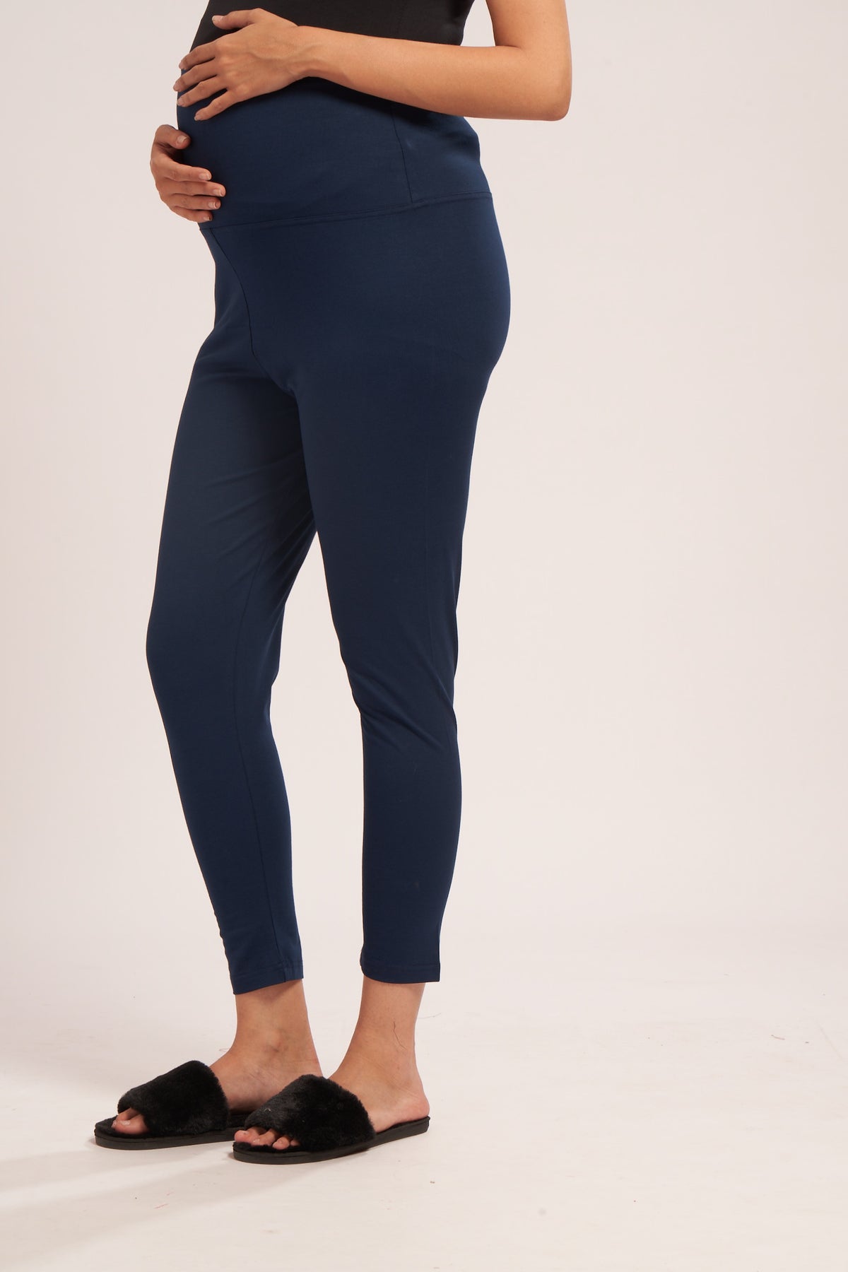 AV2 Women's Cotton Lycra Stretchable Maternity Leggings for Pregnant Women | Maternity Ethnic Leggings For Kurtas & Kurtis | Maternity Trousers Navy Small - 5557B