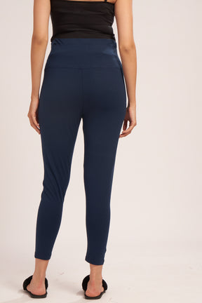 AV2 Women's Cotton Lycra Stretchable Maternity Leggings for Pregnant Women | Maternity Ethnic Leggings For Kurtas & Kurtis | Maternity Trousers Navy Small - 5557B