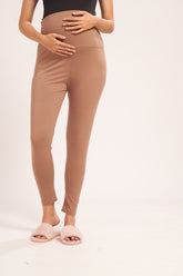 AV2 Women's Cotton Lycra Stretchable Maternity Leggings for Pregnant Women | Maternity Ethnic Leggings For Kurtas & Kurtis | Maternity Trousers Beige Small - 5557E