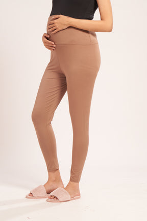 AV2 Women's Cotton Lycra Stretchable Maternity Leggings for Pregnant Women | Maternity Ethnic Leggings For Kurtas & Kurtis | Maternity Trousers Beige Small - 5557E