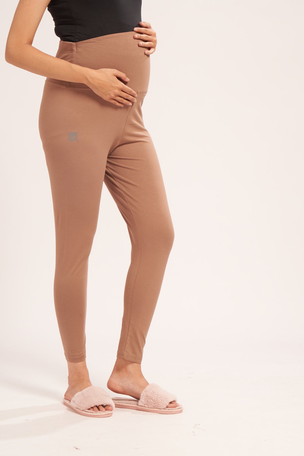 AV2 Women's Cotton Lycra Stretchable Maternity Leggings for Pregnant Women | Maternity Ethnic Leggings For Kurtas & Kurtis | Maternity Trousers Beige Small - 5557E