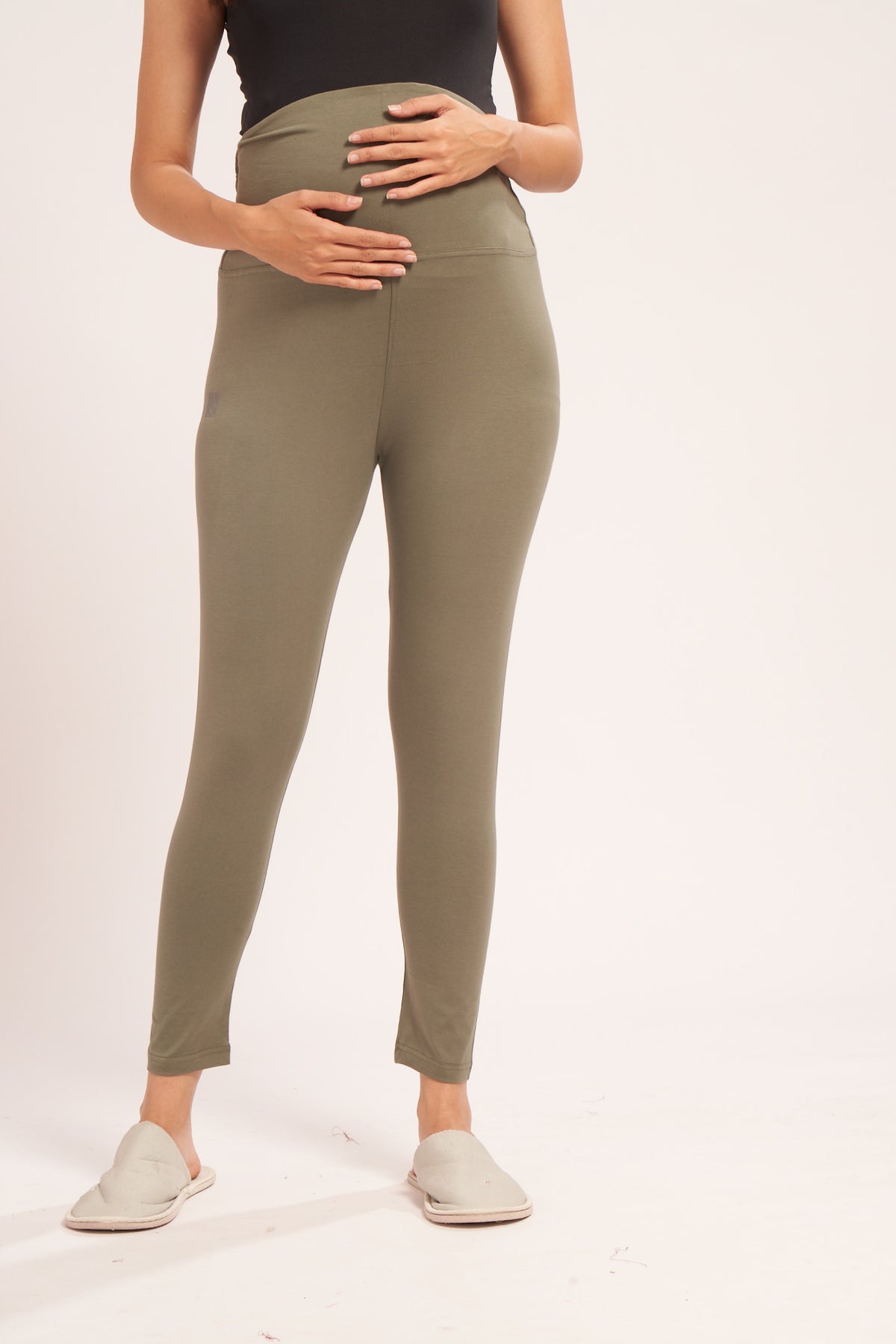 AV2 Women's Cotton Lycra Stretchable Maternity Leggings for Pregnant Women | Maternity Ethnic Leggings For Kurtas & Kurtis | Maternity Trousers Green Small - 5557F