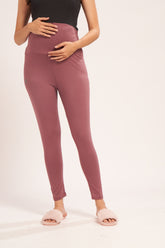 AV2 Women's Cotton Lycra Stretchable Maternity Leggings for Pregnant Women | Maternity Ethnic Leggings For Kurtas & Kurtis | Maternity Trousers Pink Small - 5557D
