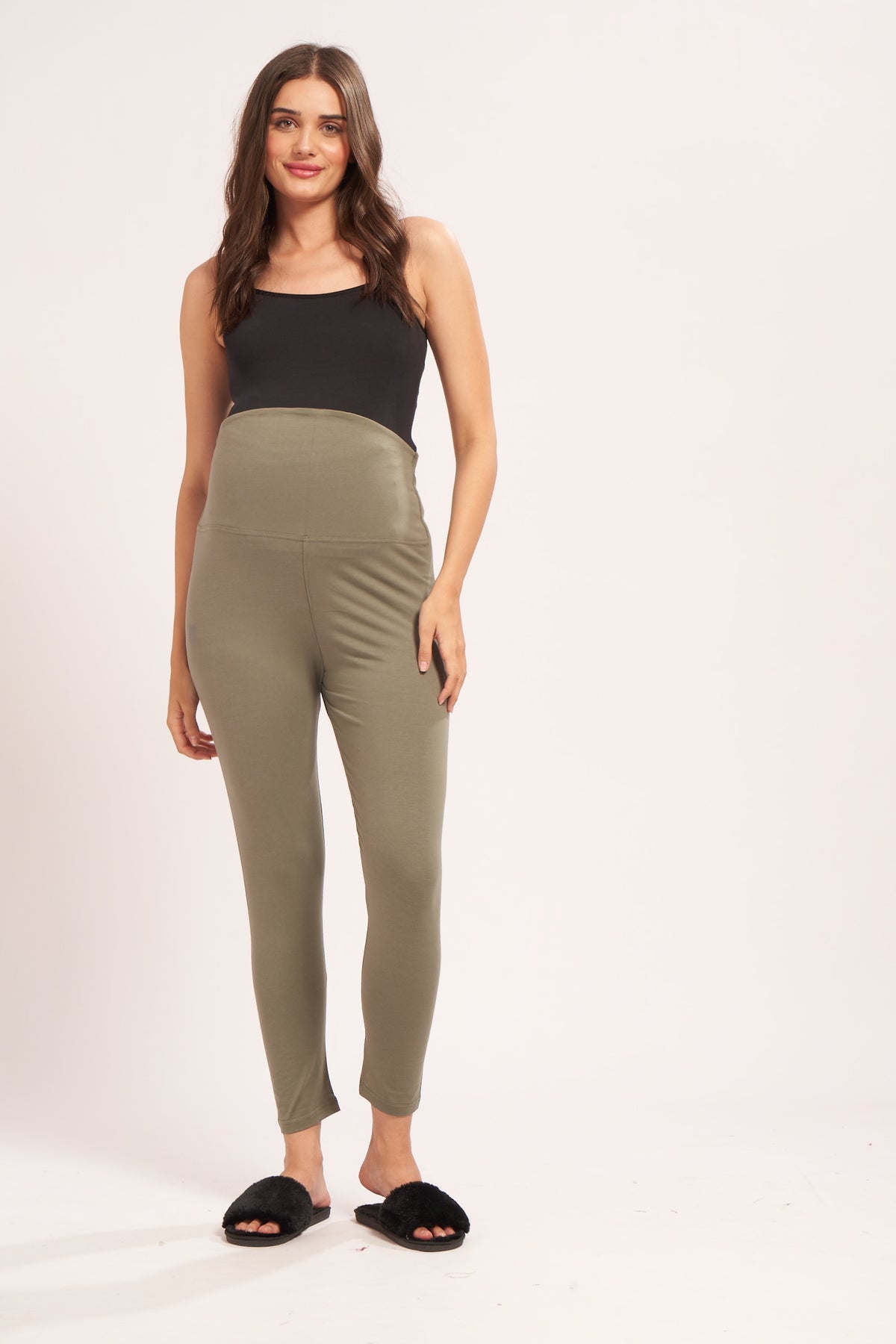 AV2 Women's Cotton Lycra Stretchable Maternity Leggings for Pregnant Women | Maternity Ethnic Leggings For Kurtas & Kurtis | Maternity Trousers Green Small - 5557F
