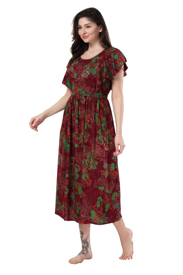 AV2 Women's Rayon Viscose Empire Maternity Kurti Maroon - 5071B