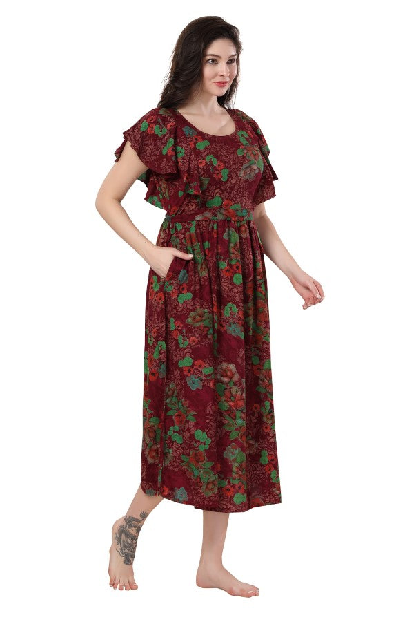 AV2 Women's Rayon Viscose Empire Maternity Kurti Maroon - 5071B