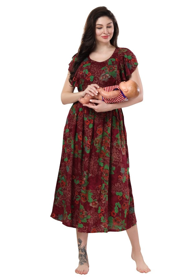 AV2 Women's Rayon Viscose Empire Maternity Kurti Maroon - 5071B