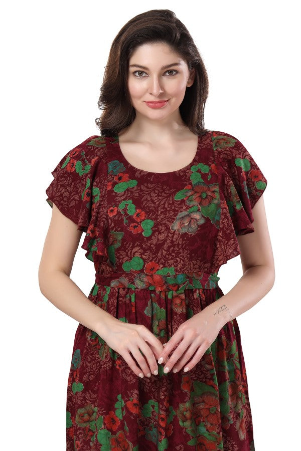 AV2 Women's Rayon Viscose Empire Maternity Kurti Maroon - 5071B