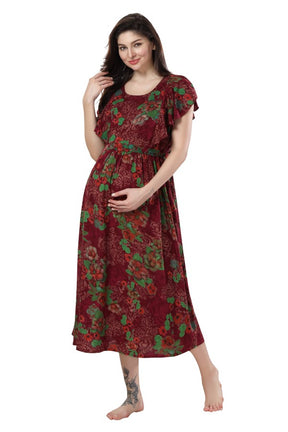 AV2 Women's Rayon Viscose Empire Maternity Kurti Maroon - 5071B