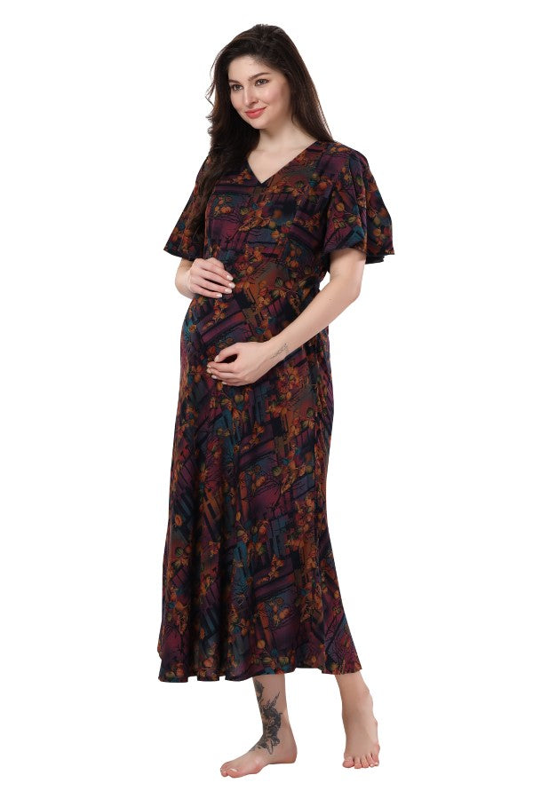 AV2 Women's Rayon Viscose Empire Maternity Kurti Maroon - 5071B