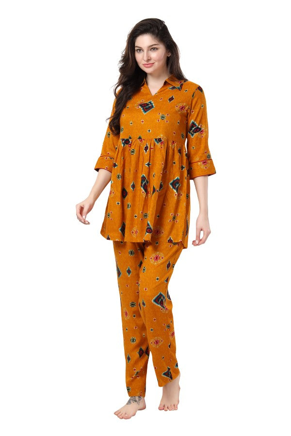 AV2 Women Rayon Printed Co-ords Yellow - 2466C