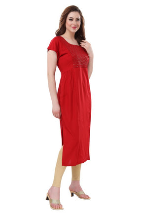 AV2 Women Nursing / Feeding Straight Cut Kurti RED - 5107A