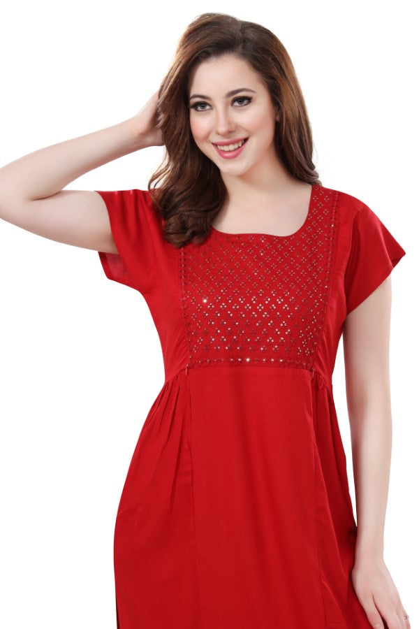 AV2 Women Nursing / Feeding Straight Cut Kurti RED - 5107A