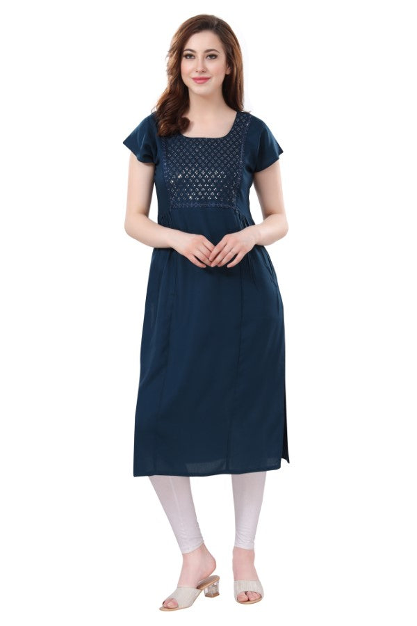 AV2 Women Nursing / Feeding Straight Cut Kurti Blue - 5107C