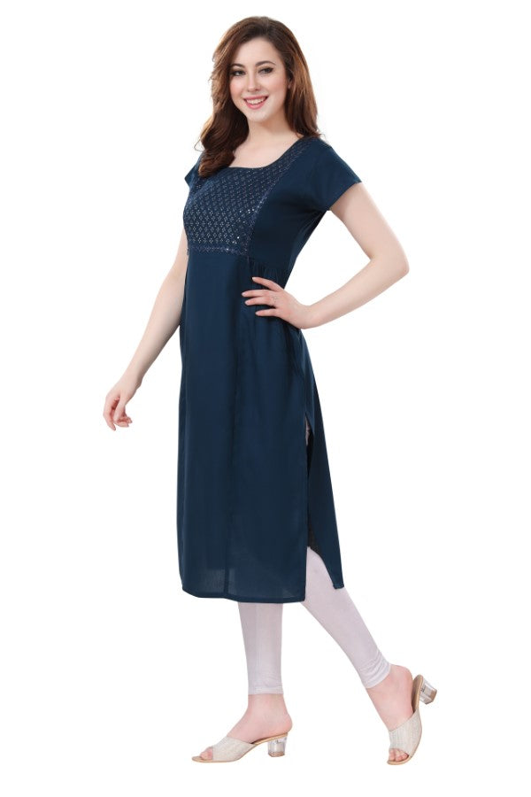 AV2 Women Nursing / Feeding Straight Cut Kurti Blue - 5107C