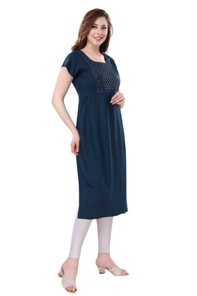 AV2 Women Nursing / Feeding Straight Cut Kurti Blue - 5107C