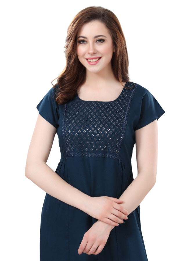 AV2 Women Nursing / Feeding Straight Cut Kurti Blue - 5107C