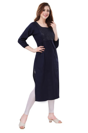 AV2 Women Nursing / Feeding Straight Cut Kurti Navy - 5108C