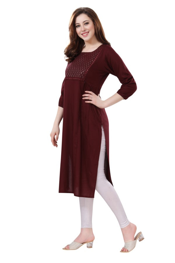 AV2 Women Nursing / Feeding Straight Cut Kurti Brown - 5108B