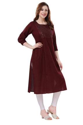 AV2 Women Nursing / Feeding Straight Cut Kurti Brown - 5108B