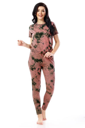 AV2 Women Cotton Tie Dye Top & Pyjama Nightsuit set Brown - 2327A
